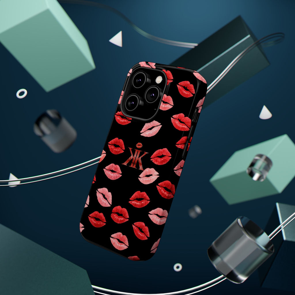 Psyche Collection BLACK - Kiss Pattern Magnetic Impact Phone Case