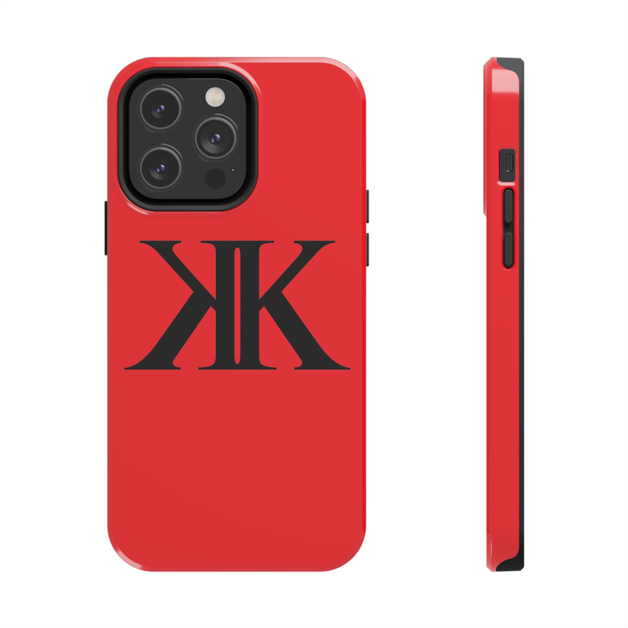 Monogram 'KK' RED Tough Phone Case — Minimal Black Initials Protective Cover