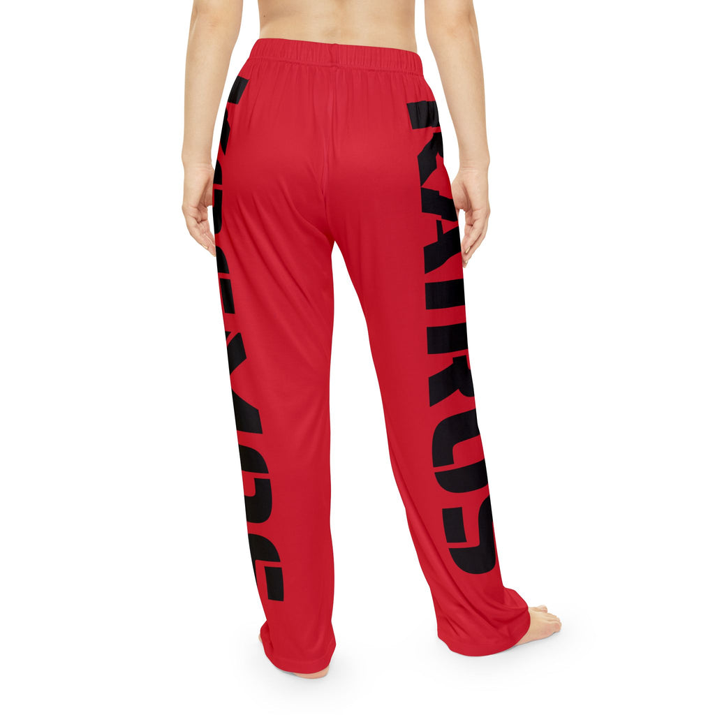Pajama Pants RED with Bold Black Side Text — 'KAIROS' Lounge Sleepwear