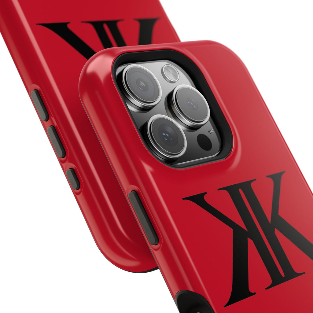 Magnetic Impact-Resistant RED Case with Bold KK Monogram