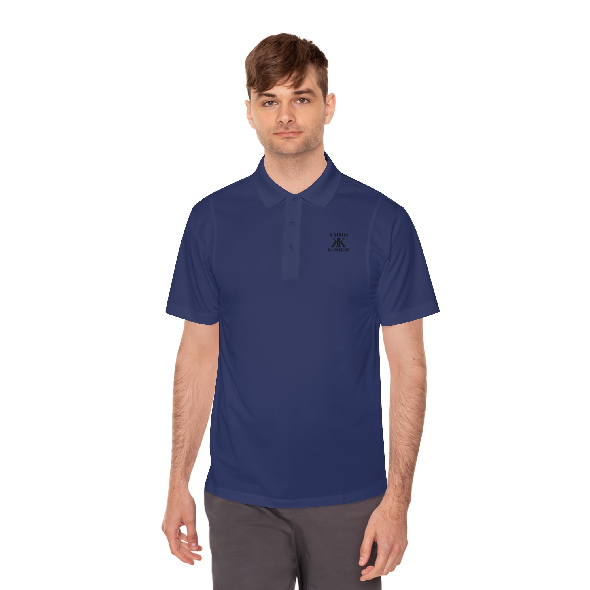 Classic Men’s Sport Polo — Minimalist Kairos Kosmos Logo Chest Shirt
