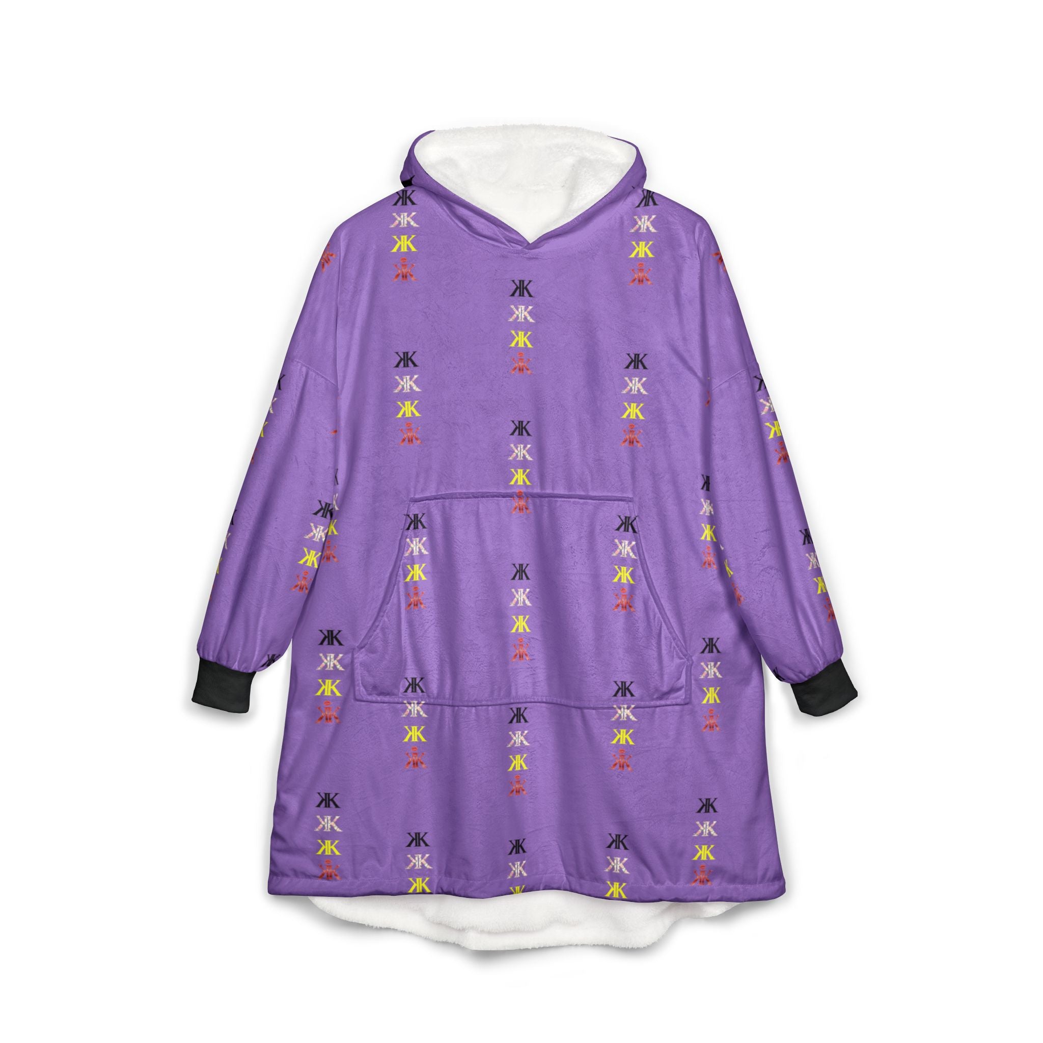 Sigil Collection Light Purple Hooded Blanket — Cozy White Patterned Lounge Poncho