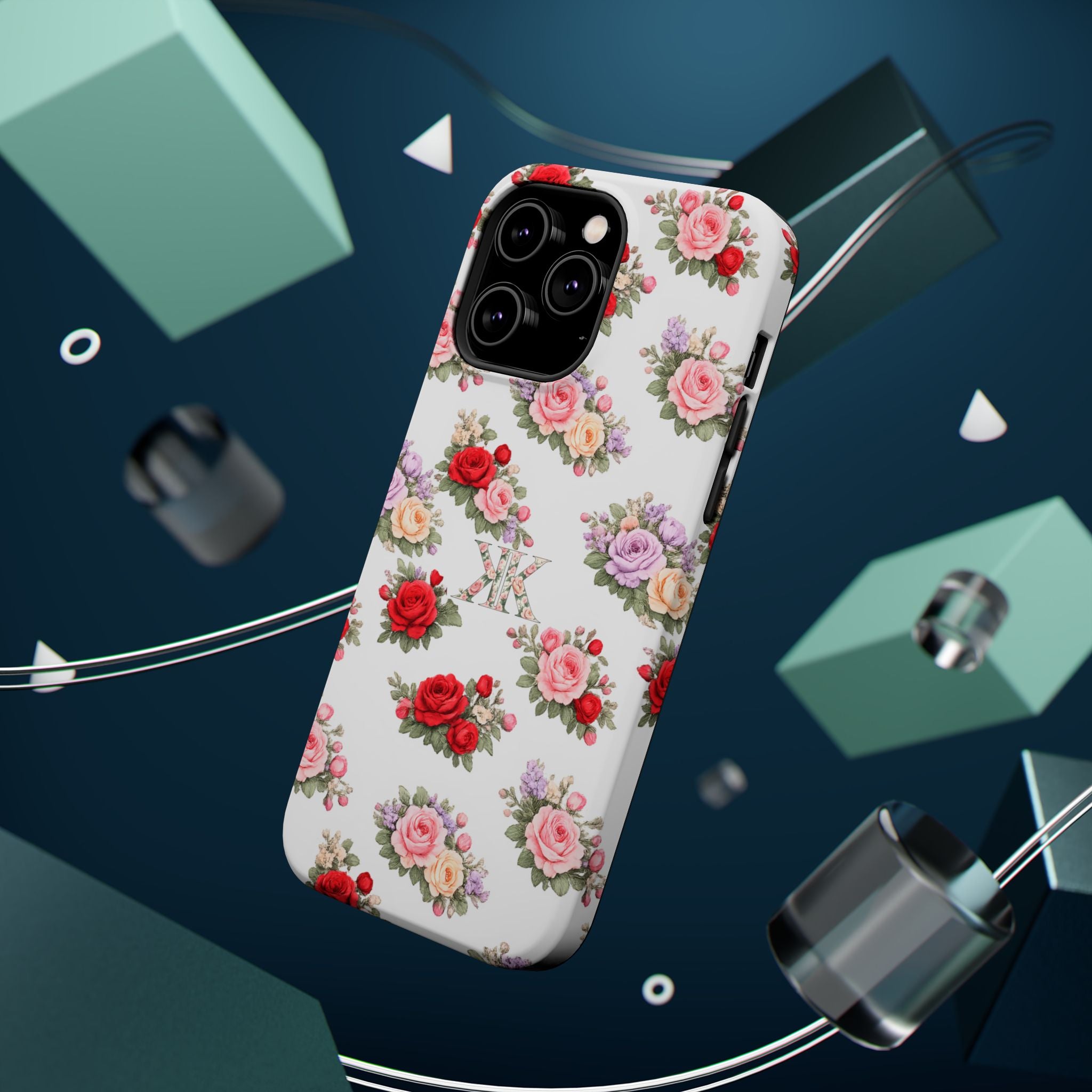 Anthos Collection Vintage Floral Rose Pattern Magnetic Impact-Resistant Phone Case