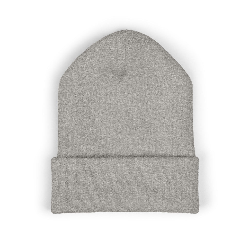 Kairos Kosmos Embroidered Cuffed Beanie — Minimal Logo Knit Hat