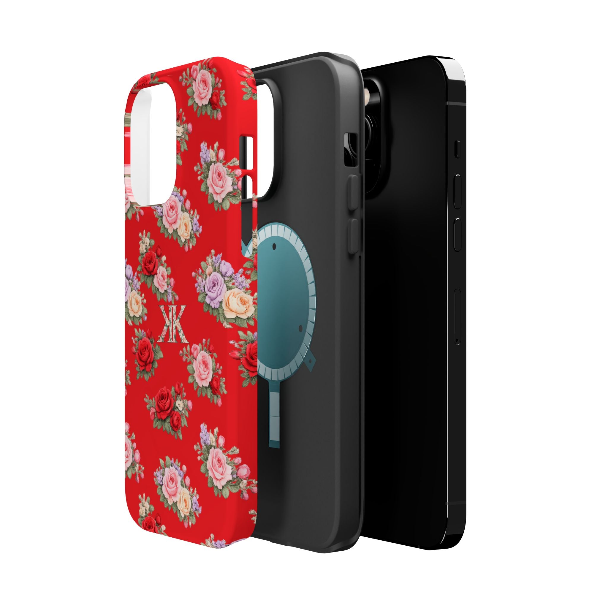 Anthos Collection RED Vintage Floral Rose Pattern Magnetic Impact-Resistant Phone Case