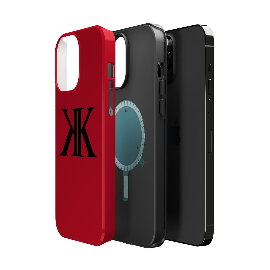 Magnetic Impact-Resistant RED Case with Bold KK Monogram