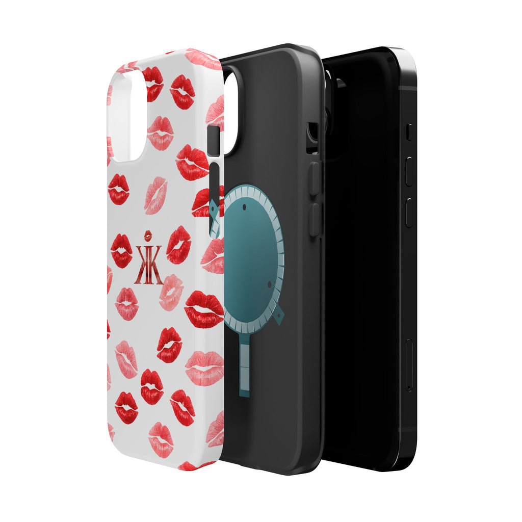 Psyche Collection White - Kiss Pattern Magnetic Impact Phone Case