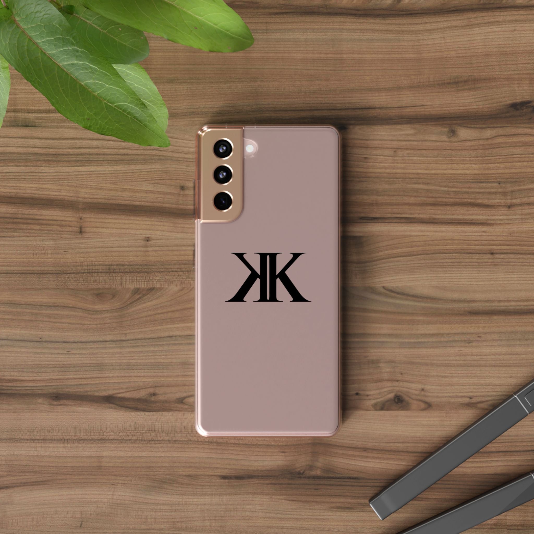 Kairos Kosmos Clear Phone Case — Minimal Black KK Monogram
