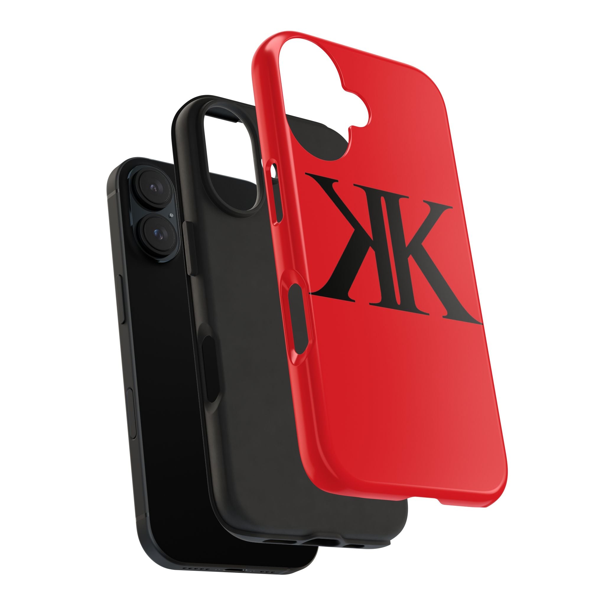 Monogram 'KK' RED Tough Phone Case — Minimal Black Initials Protective Cover