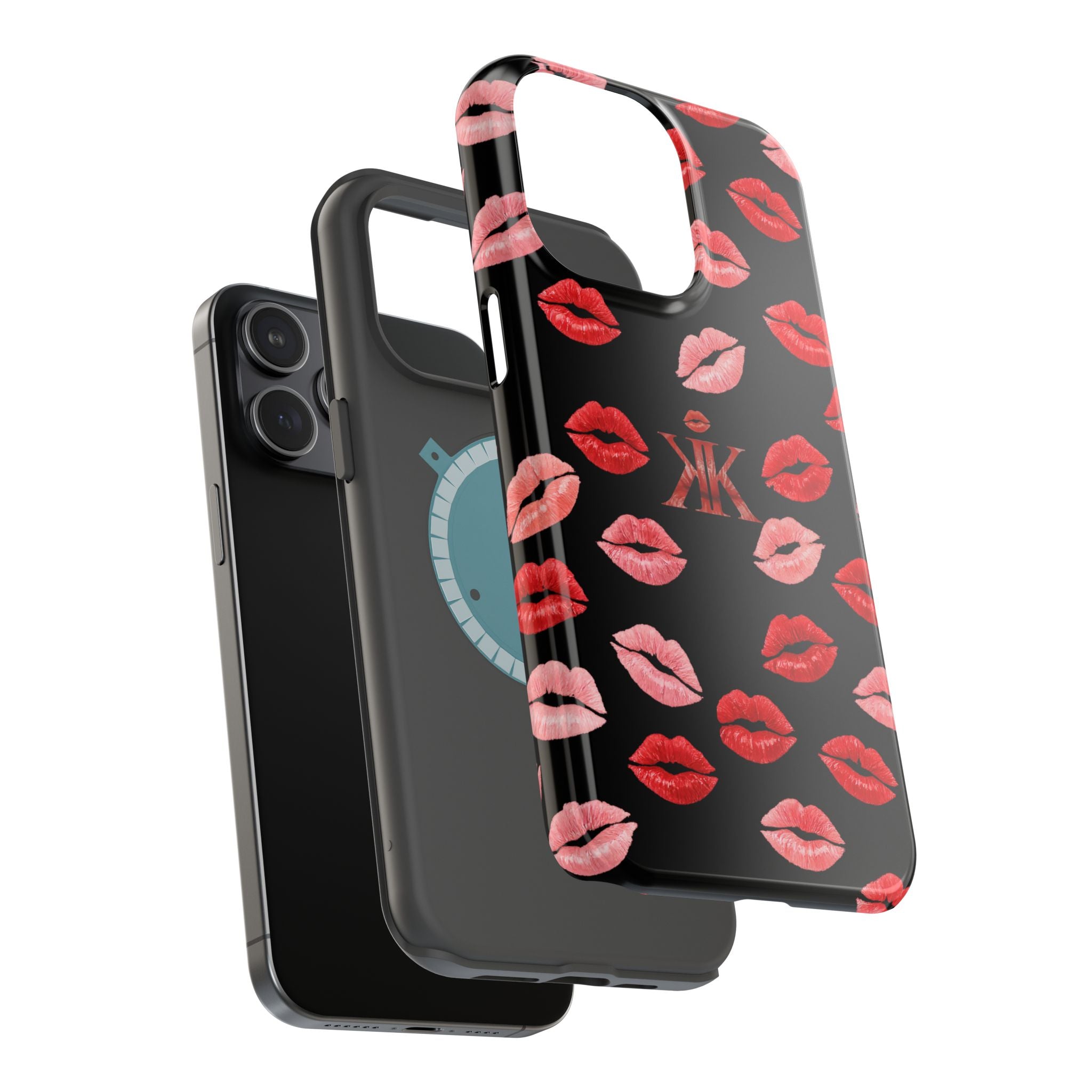 Psyche Collection BLACK - Kiss Pattern Magnetic Impact Phone Case