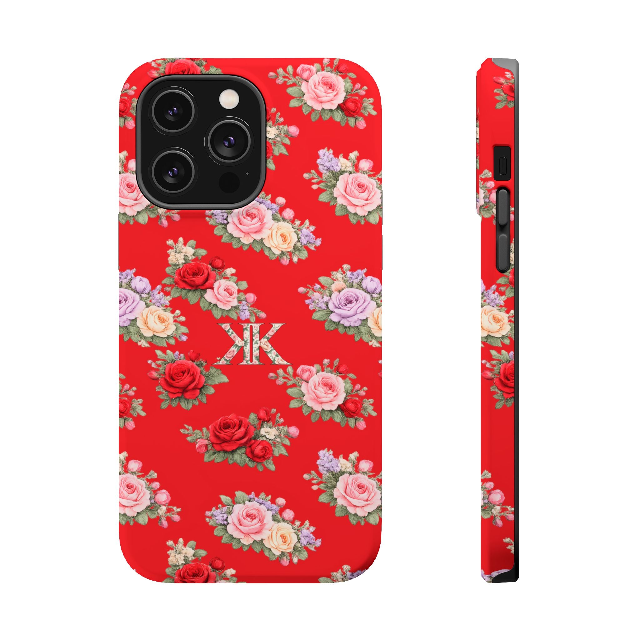 Anthos Collection RED Vintage Floral Rose Pattern Magnetic Impact-Resistant Phone Case