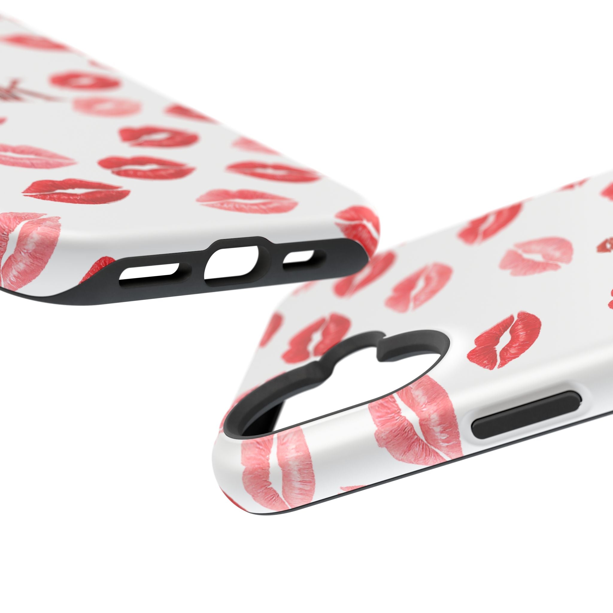 Psyche Collection White - Kiss Pattern Magnetic Impact Phone Case