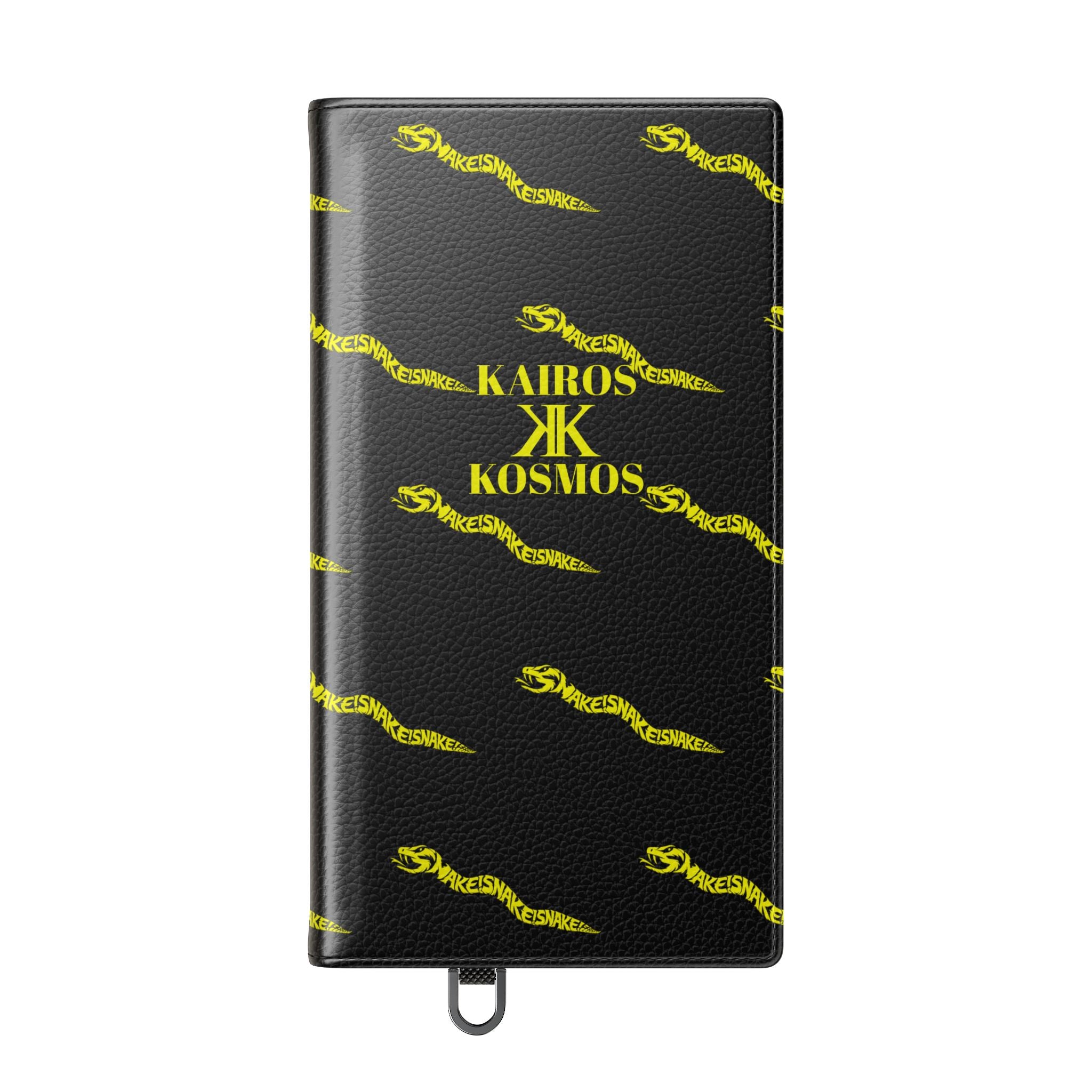 Aspis Collection Flip Case Phone Wallet — Black & Gold Kairos Kosmos Pattern