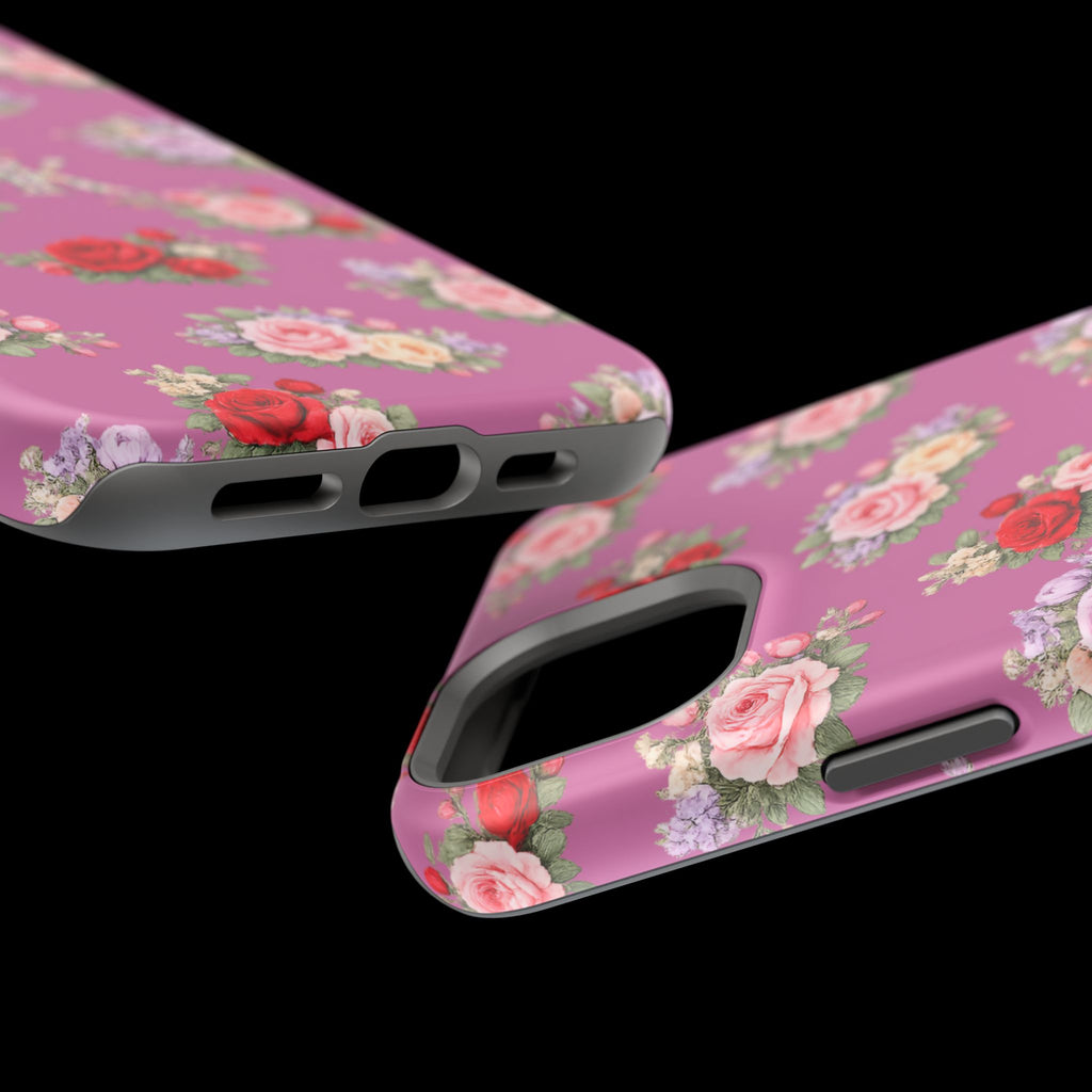 Anthos Collection Light Pink  Vintage Floral Rose Pattern Magnetic Impact-Resistant Phone Case