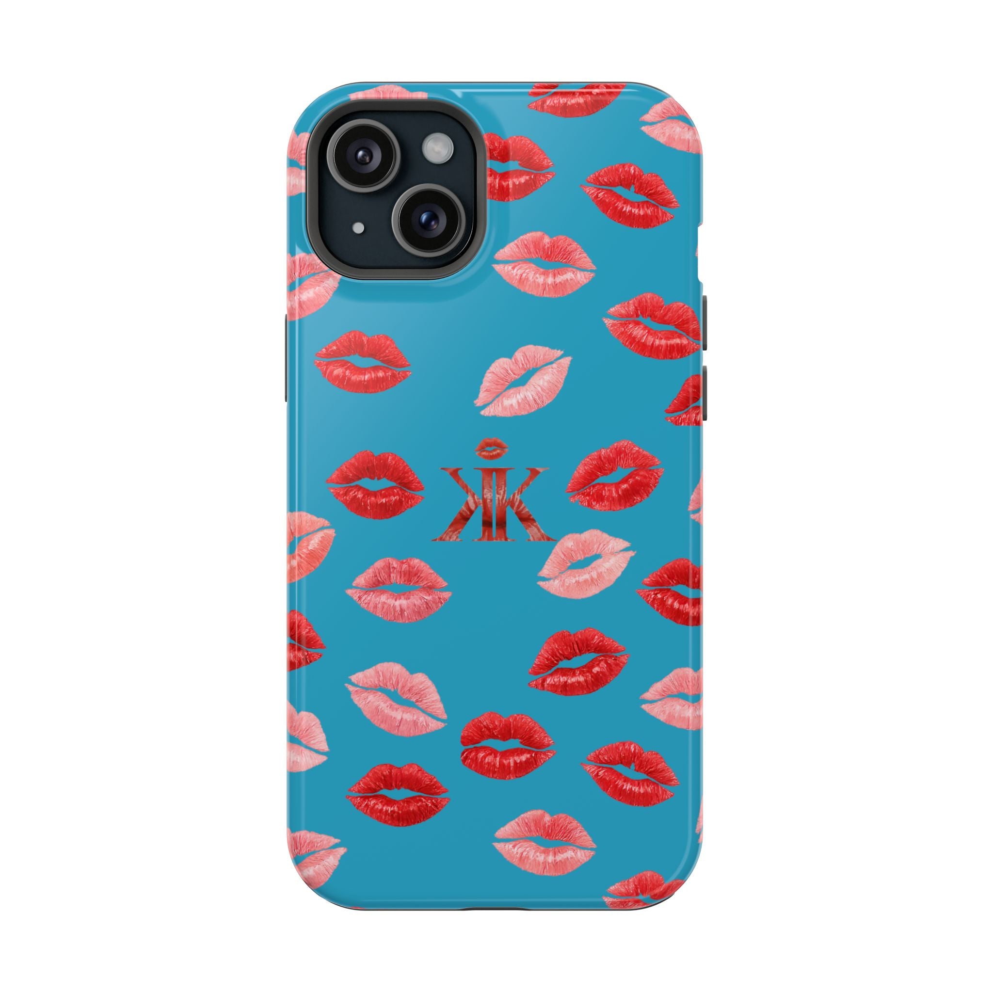 Psyche Collection Turquoise - Kiss Pattern Magnetic Impact Phone Case
