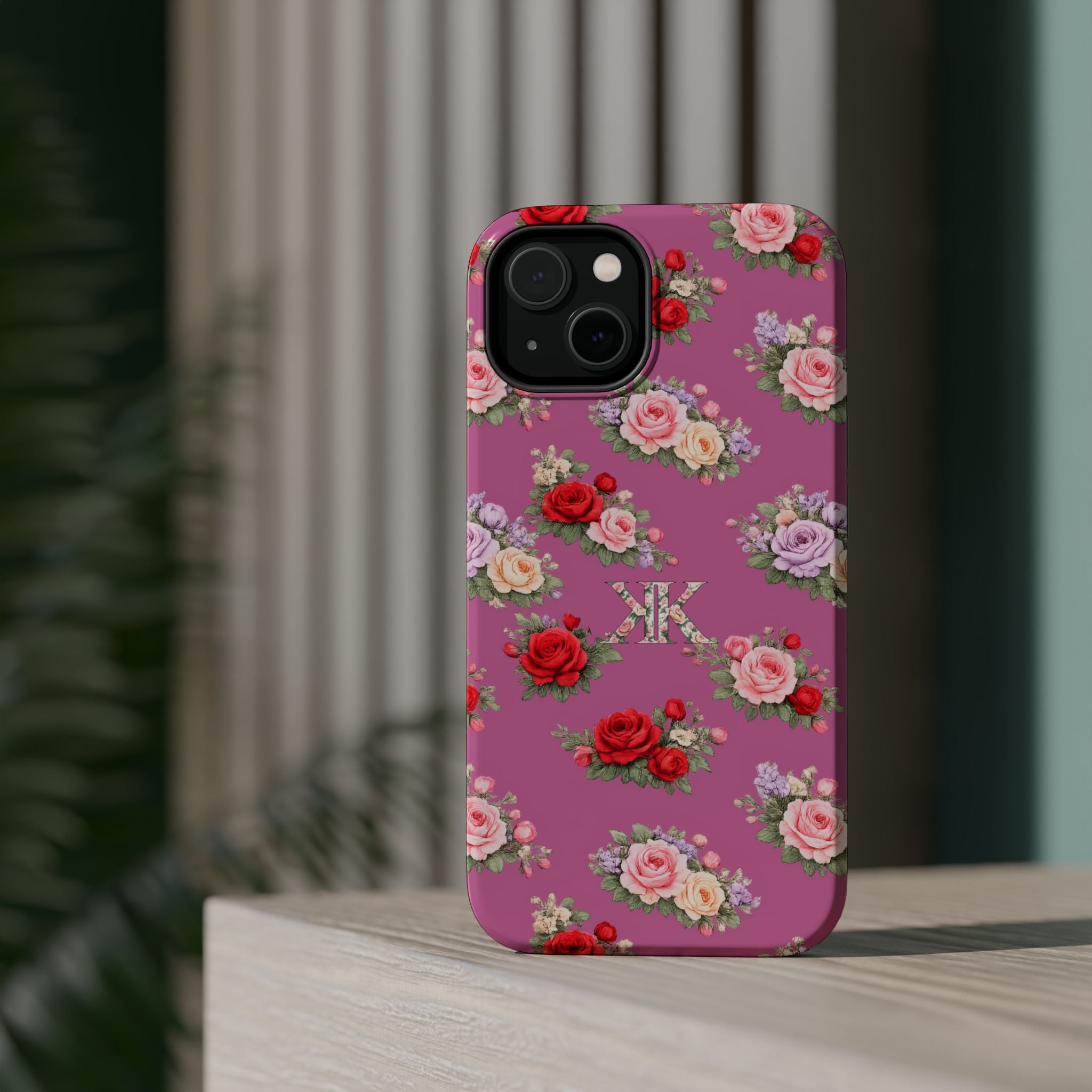 Anthos Collection Light Pink  Vintage Floral Rose Pattern Magnetic Impact-Resistant Phone Case