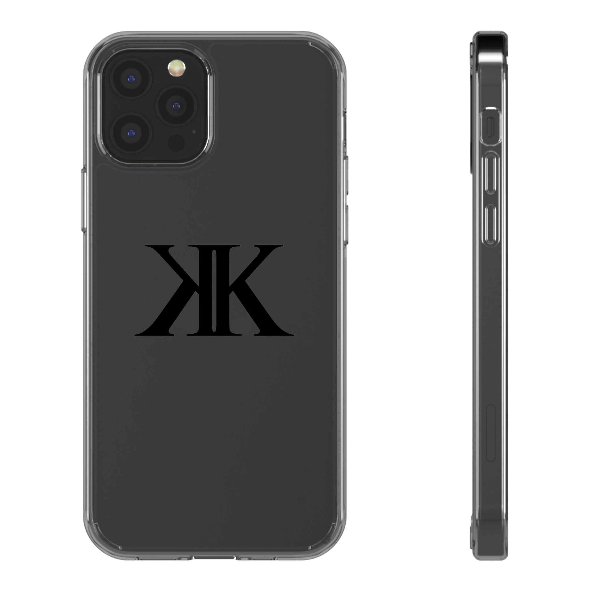Kairos Kosmos Clear Phone Case — Minimal Black KK Monogram