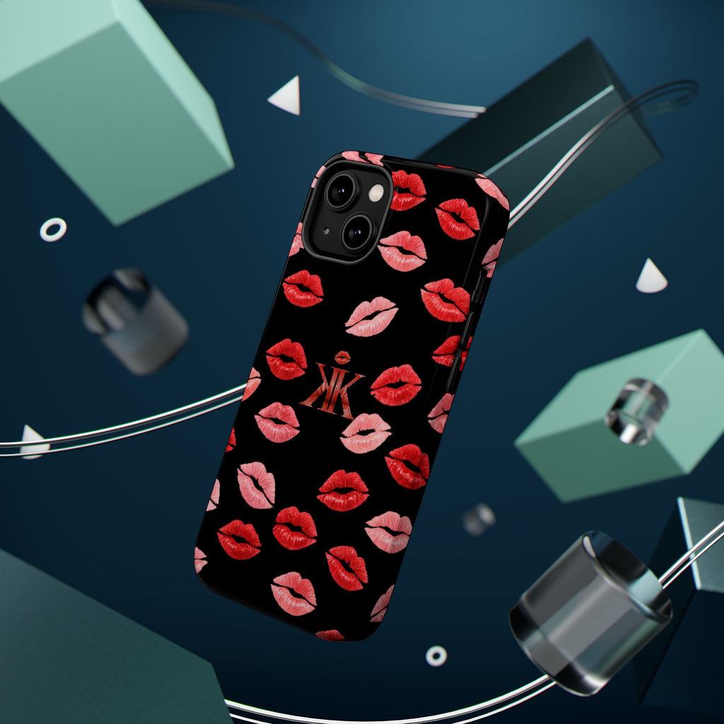 Psyche Collection BLACK - Kiss Pattern Magnetic Impact Phone Case