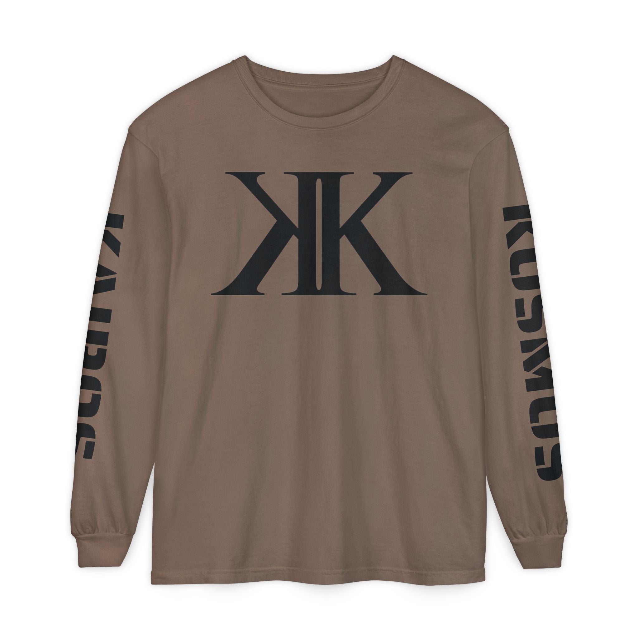 KOSMOS Monogram Uni-Sex Long Sleeve Tee — Bold Black Logo Sleeve Shirt