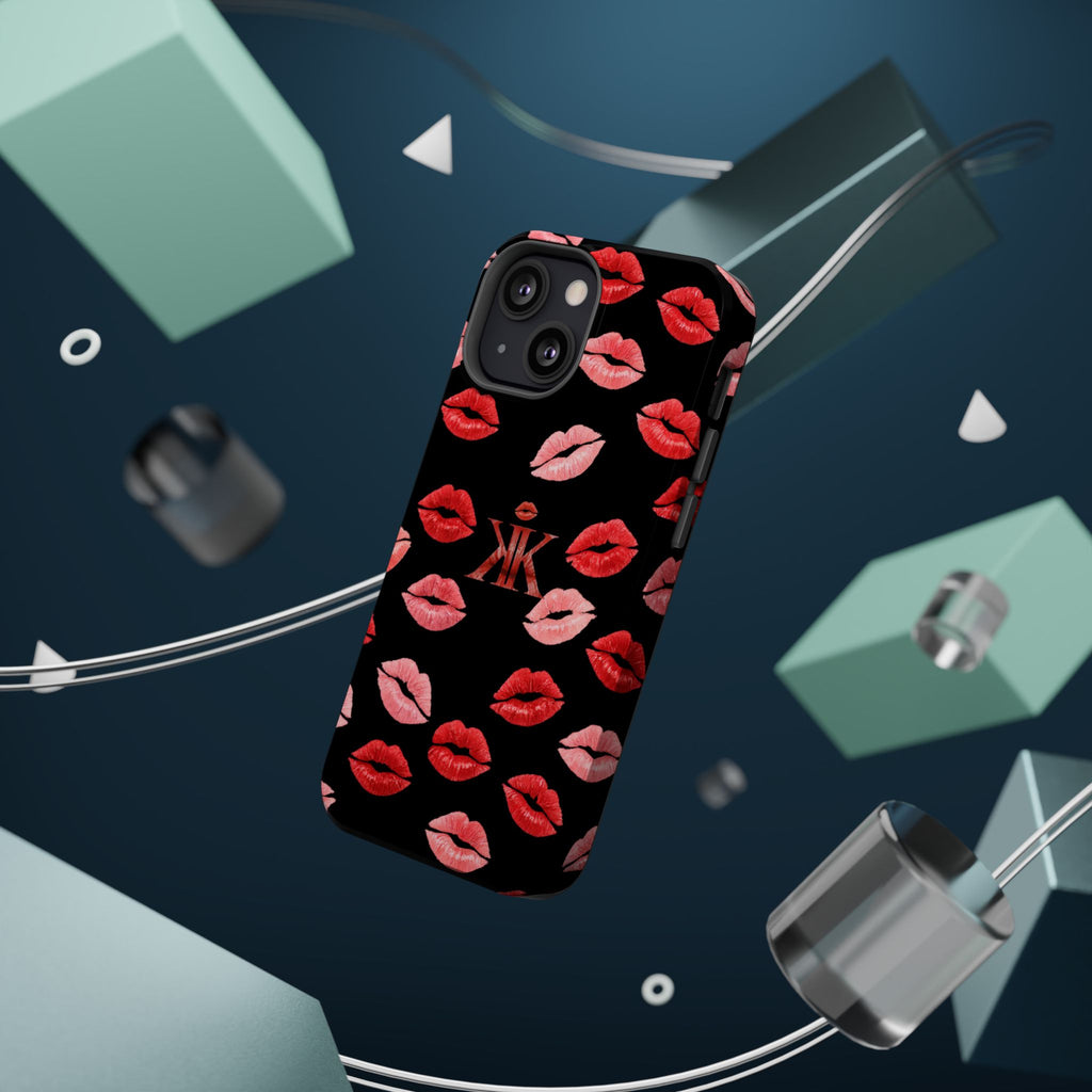 Psyche Collection BLACK - Kiss Pattern Magnetic Impact Phone Case