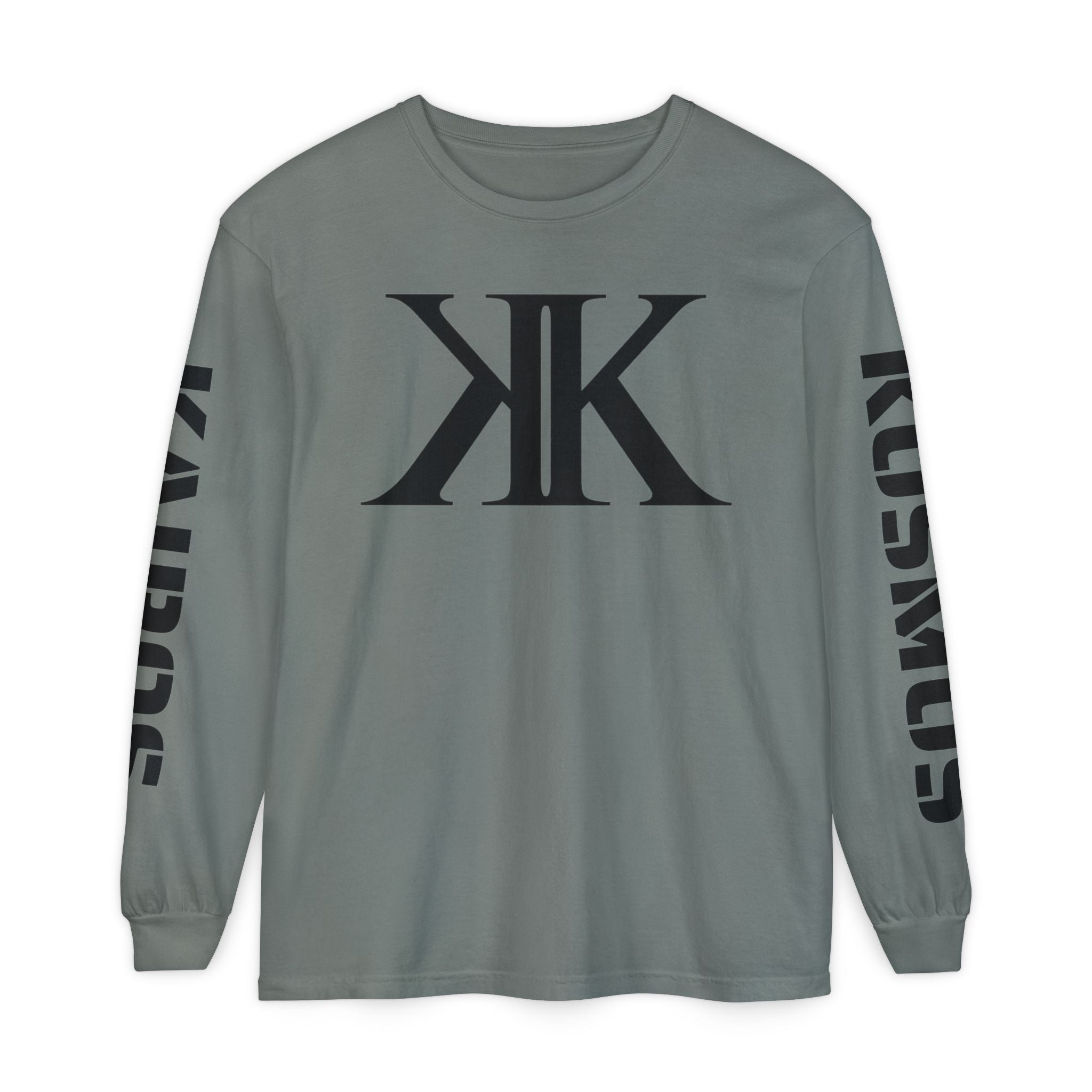 KOSMOS Monogram Uni-Sex Long Sleeve Tee — Bold Black Logo Sleeve Shirt