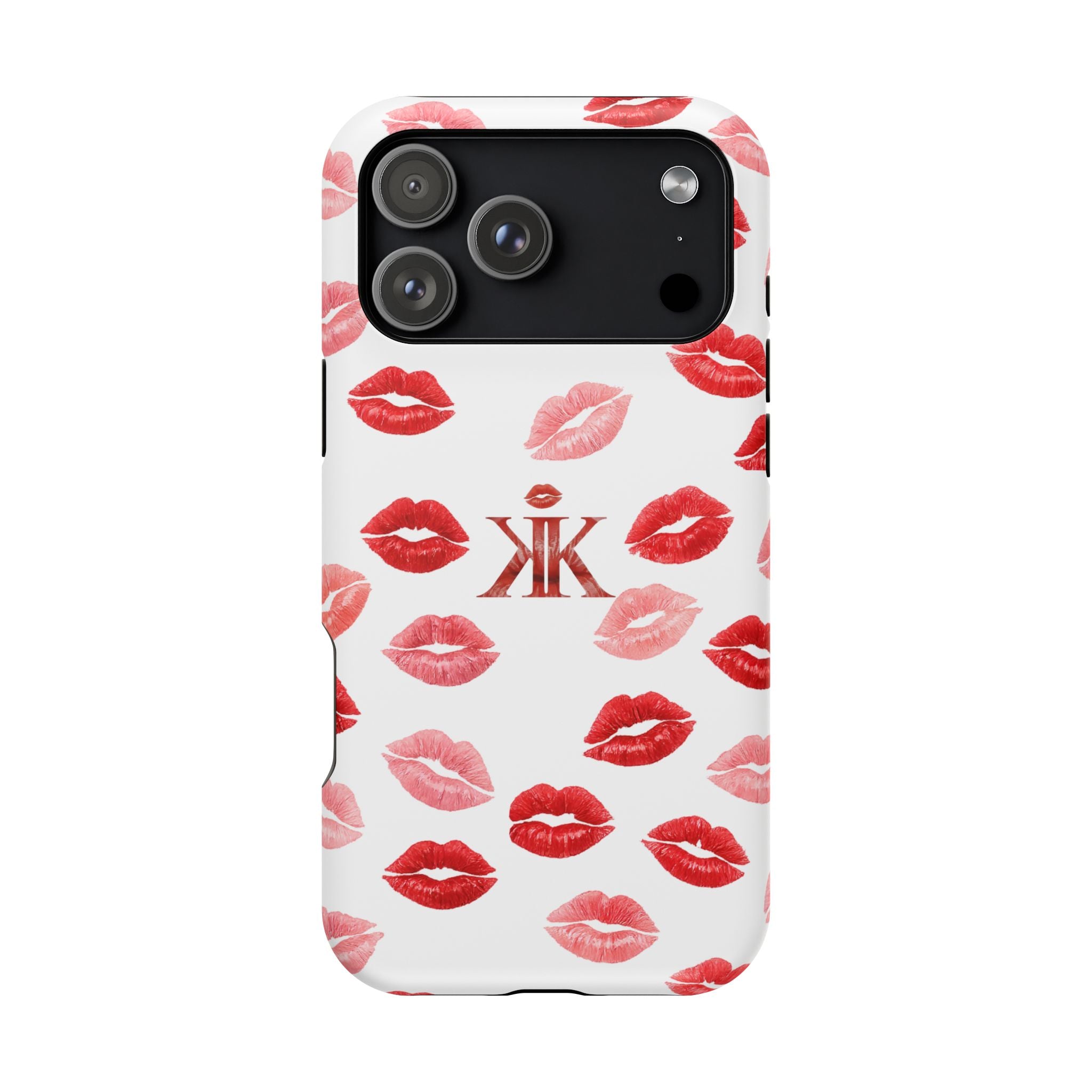 Psyche Collection White - Kiss Pattern Magnetic Impact Phone Case
