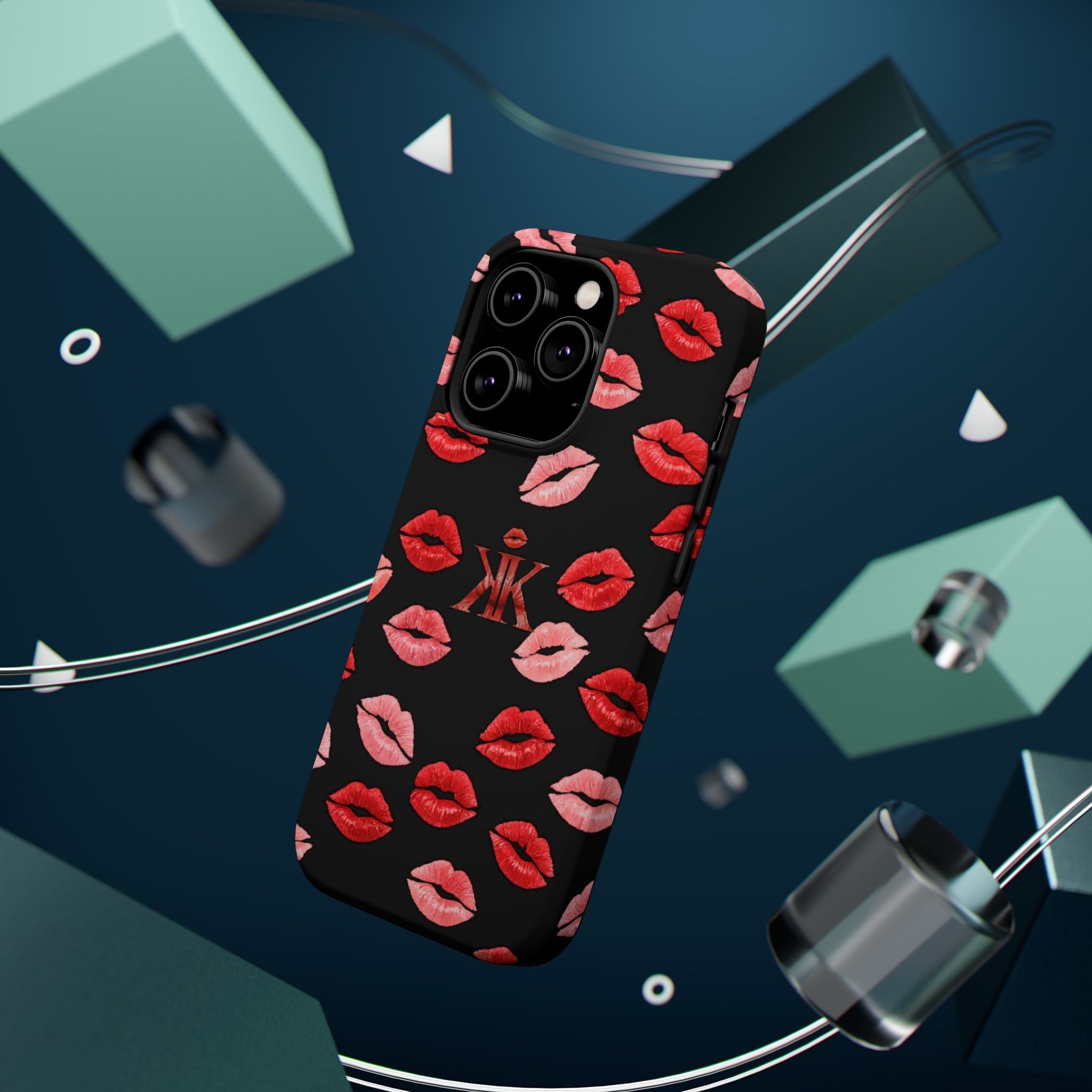 Psyche Collection BLACK - Kiss Pattern Magnetic Impact Phone Case