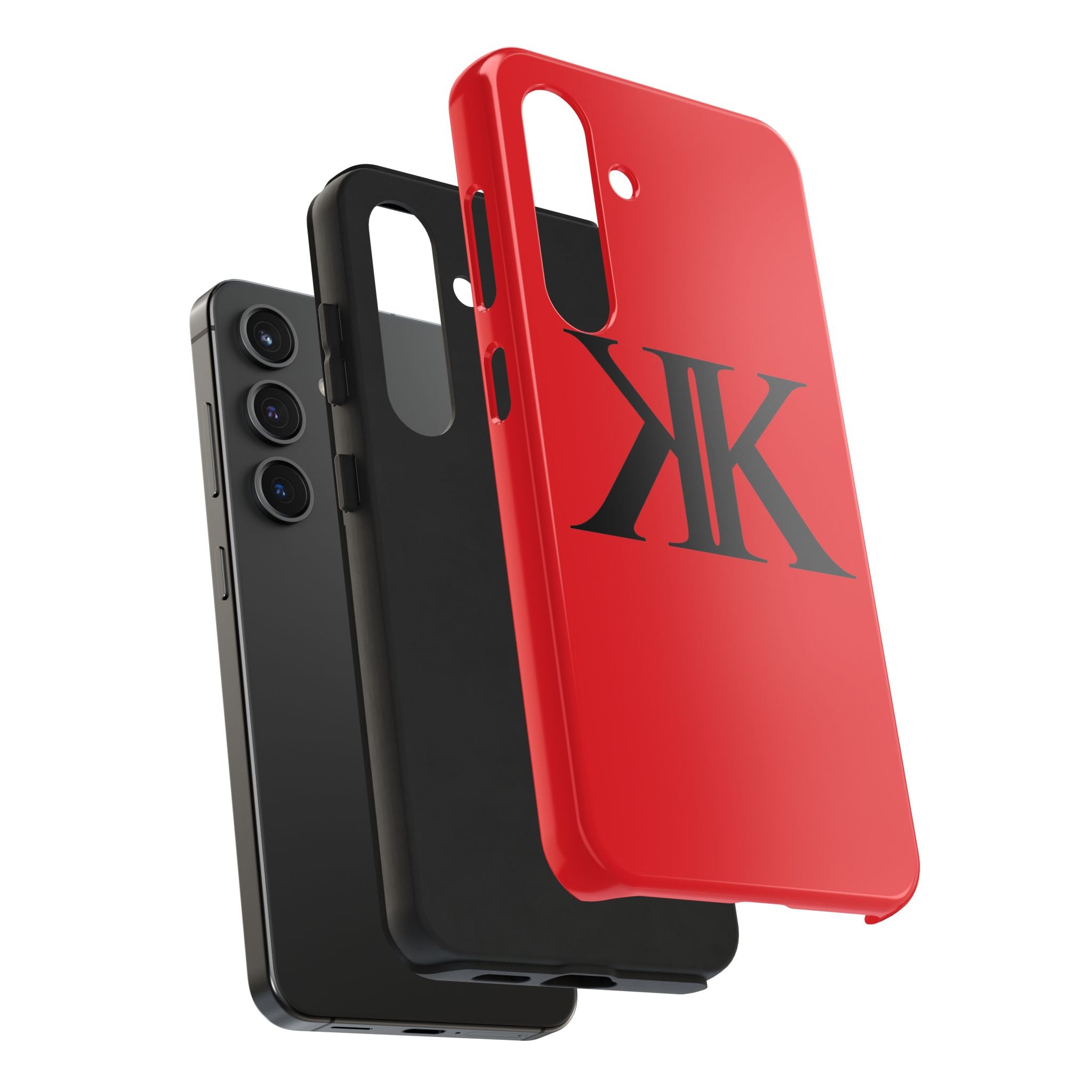 Monogram 'KK' RED Tough Phone Case — Minimal Black Initials Protective Cover
