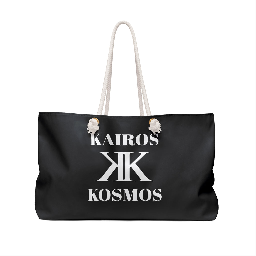 Kairos Kosmos BLACK Weekender Bag — Oversized Travel Tote with Rope Handles