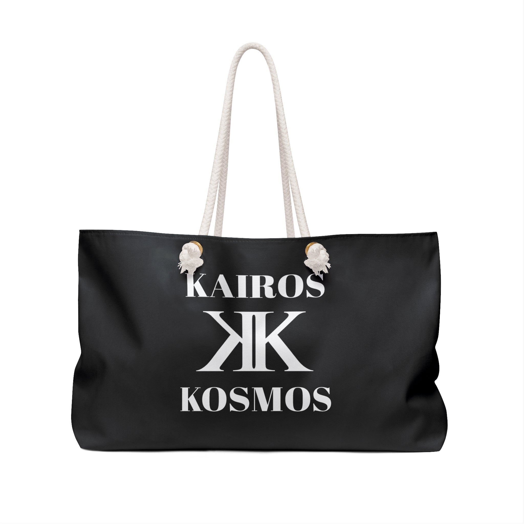 Kairos Kosmos BLACK Weekender Bag — Oversized Travel Tote with Rope Handles
