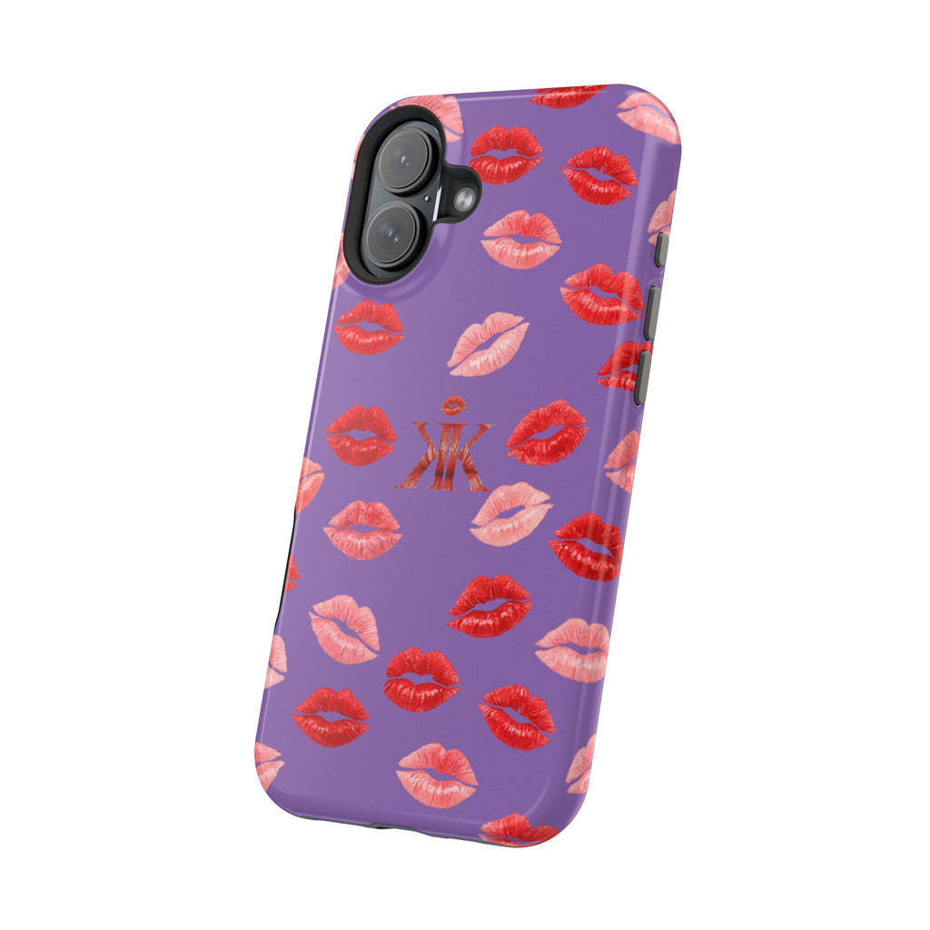 Psyche Collection Light Purple - Kiss Pattern Magnetic Impact Phone Case