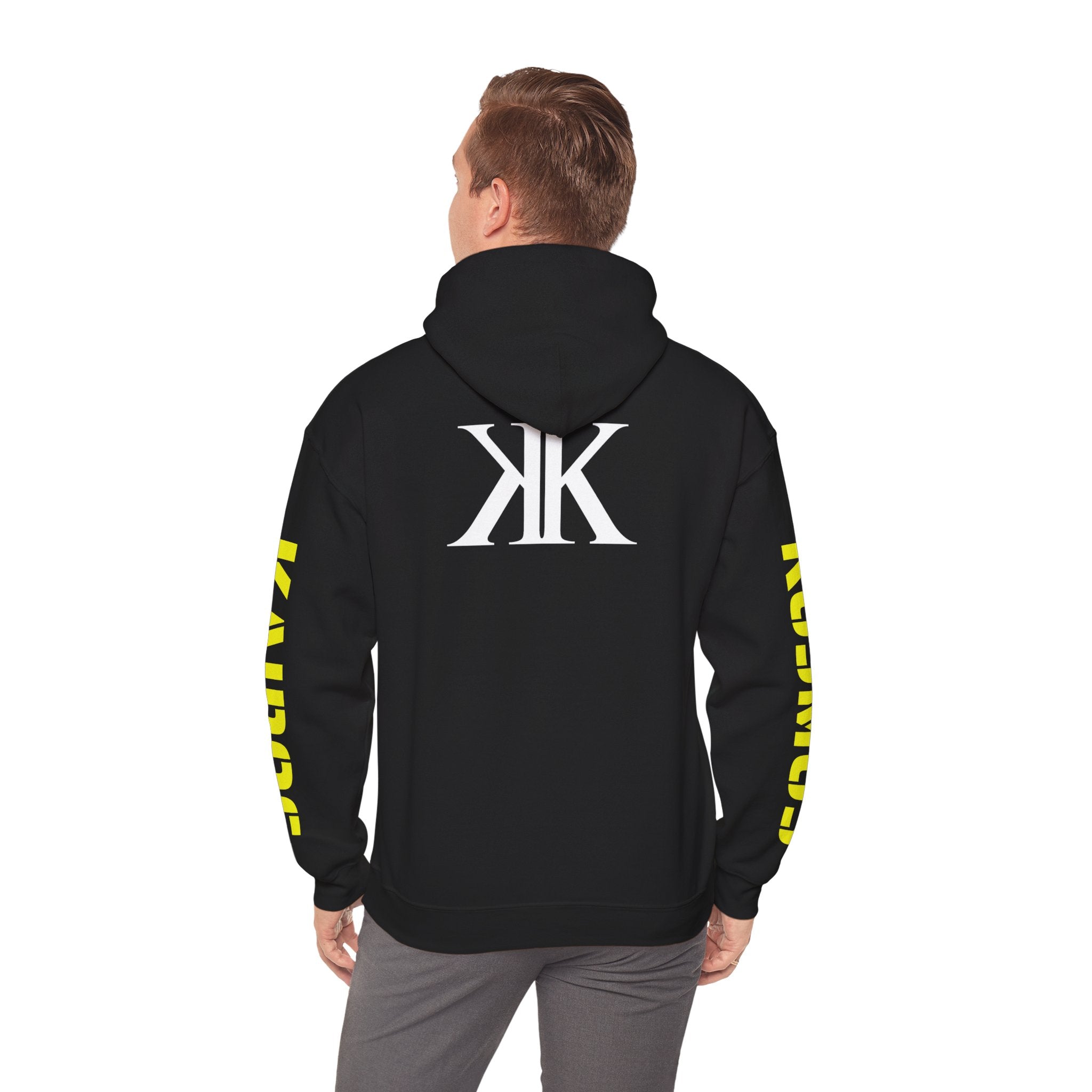 KAIROS KOSMUS Logo Hoodie BLACK — Minimalist Black Emblem Pullover