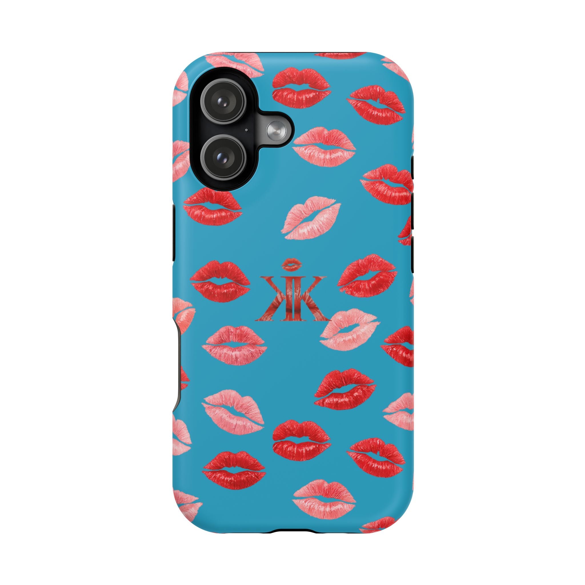 Psyche Collection Turquoise - Kiss Pattern Magnetic Impact Phone Case