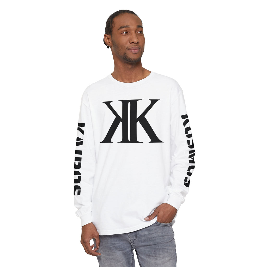 KOSMOS Monogram Uni-Sex Long Sleeve Tee — Bold Black Logo Sleeve Shirt