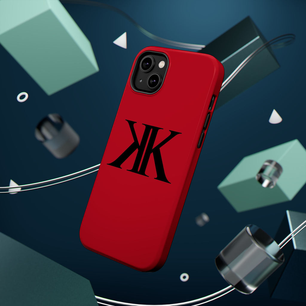 Magnetic Impact-Resistant RED Case with Bold KK Monogram