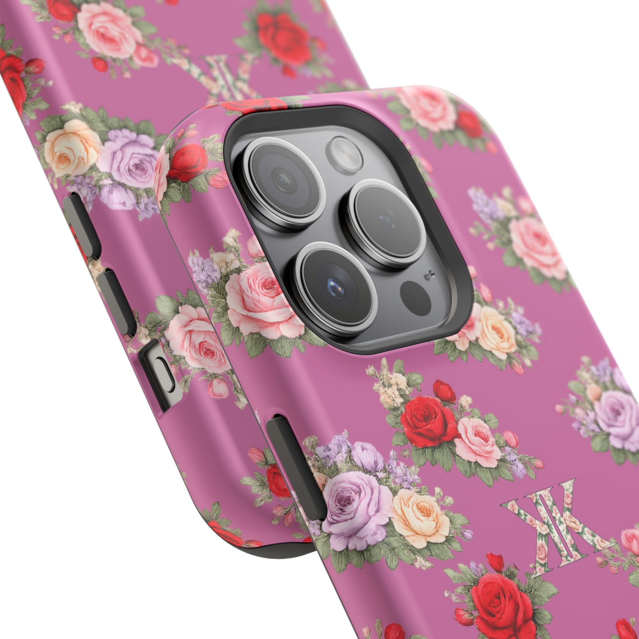 Anthos Collection Light Pink  Vintage Floral Rose Pattern Magnetic Impact-Resistant Phone Case