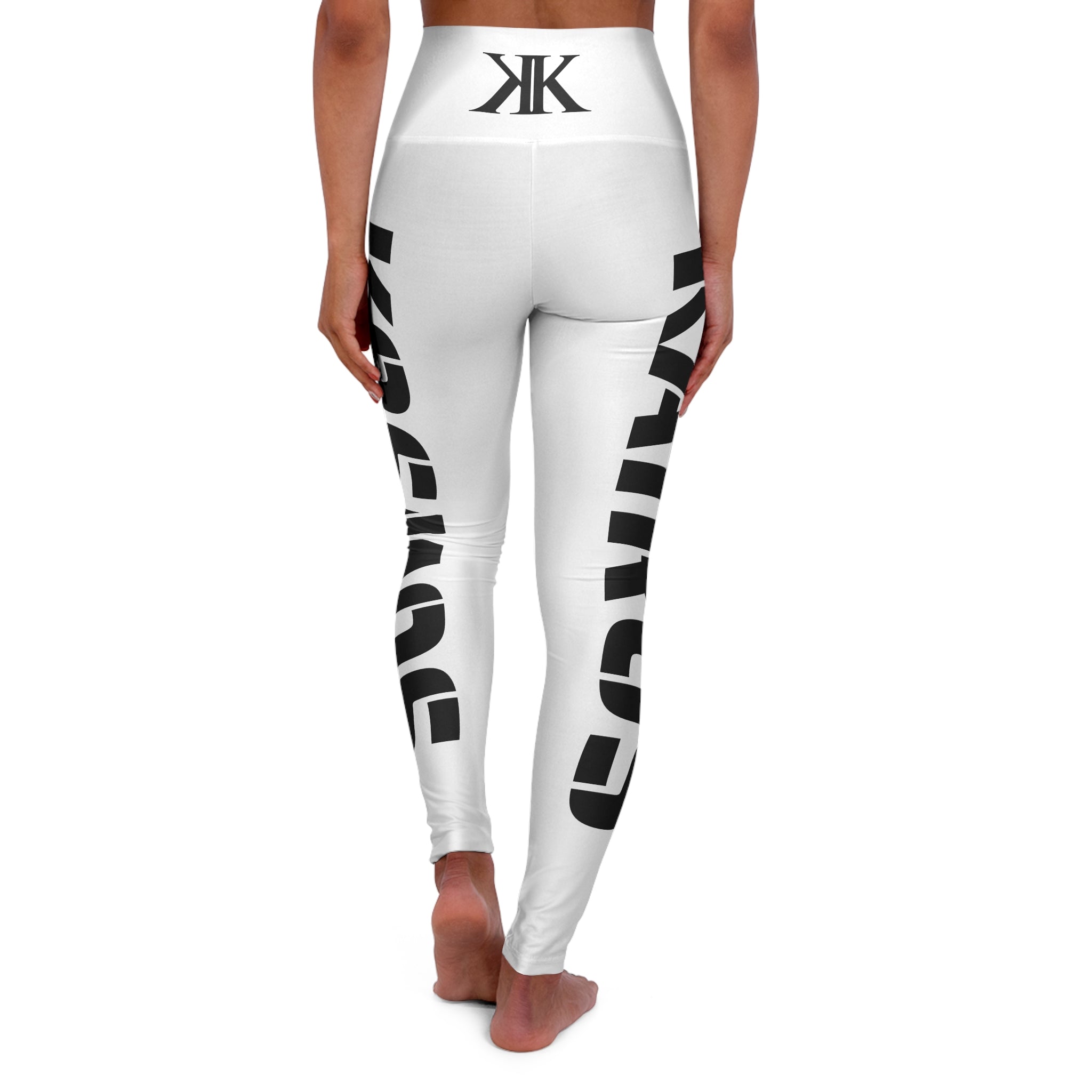 High-Waisted Yoga Leggings — Bold Side-Text Activewear