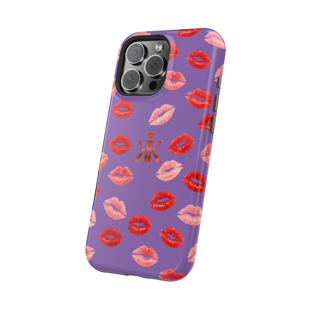Psyche Collection Light Purple - Kiss Pattern Magnetic Impact Phone Case