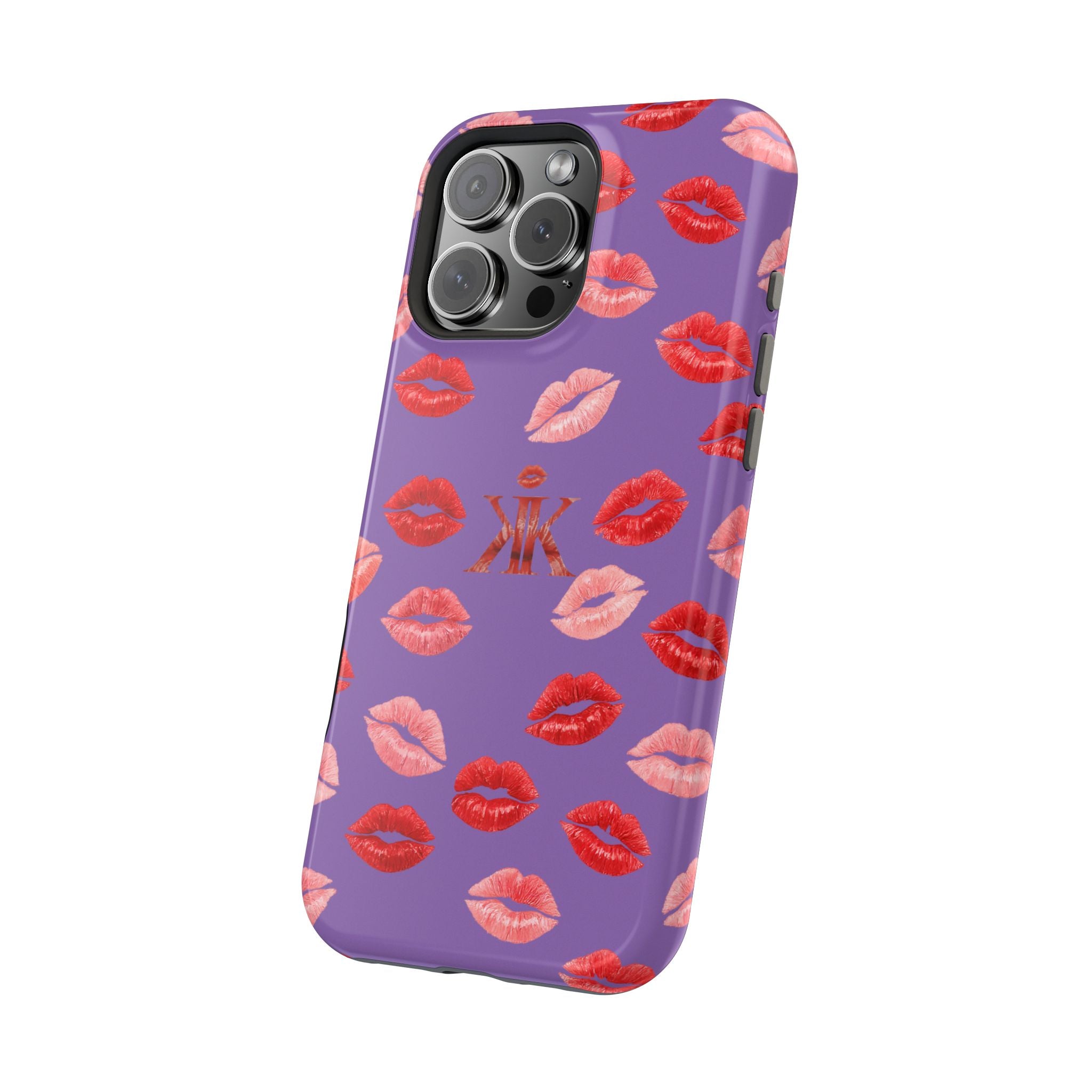 Psyche Collection Light Purple - Kiss Pattern Magnetic Impact Phone Case