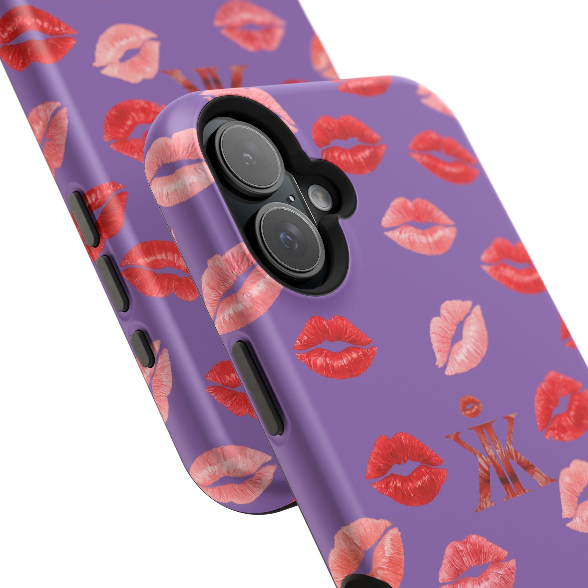 Psyche Collection Light Purple - Kiss Pattern Magnetic Impact Phone Case