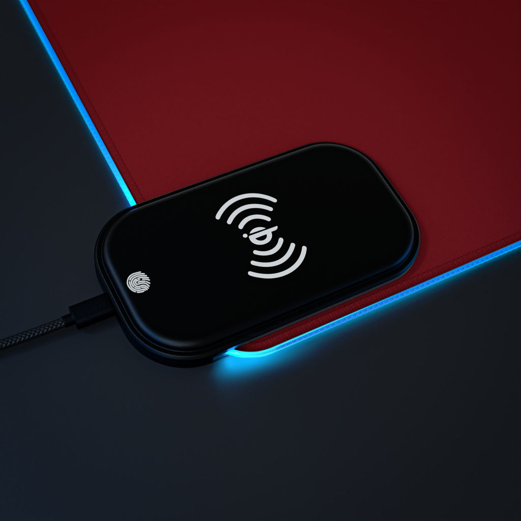 LED Wireless Charging Gaming Mouse Pad RED — Kairos Kosmos Logo Desk Mat