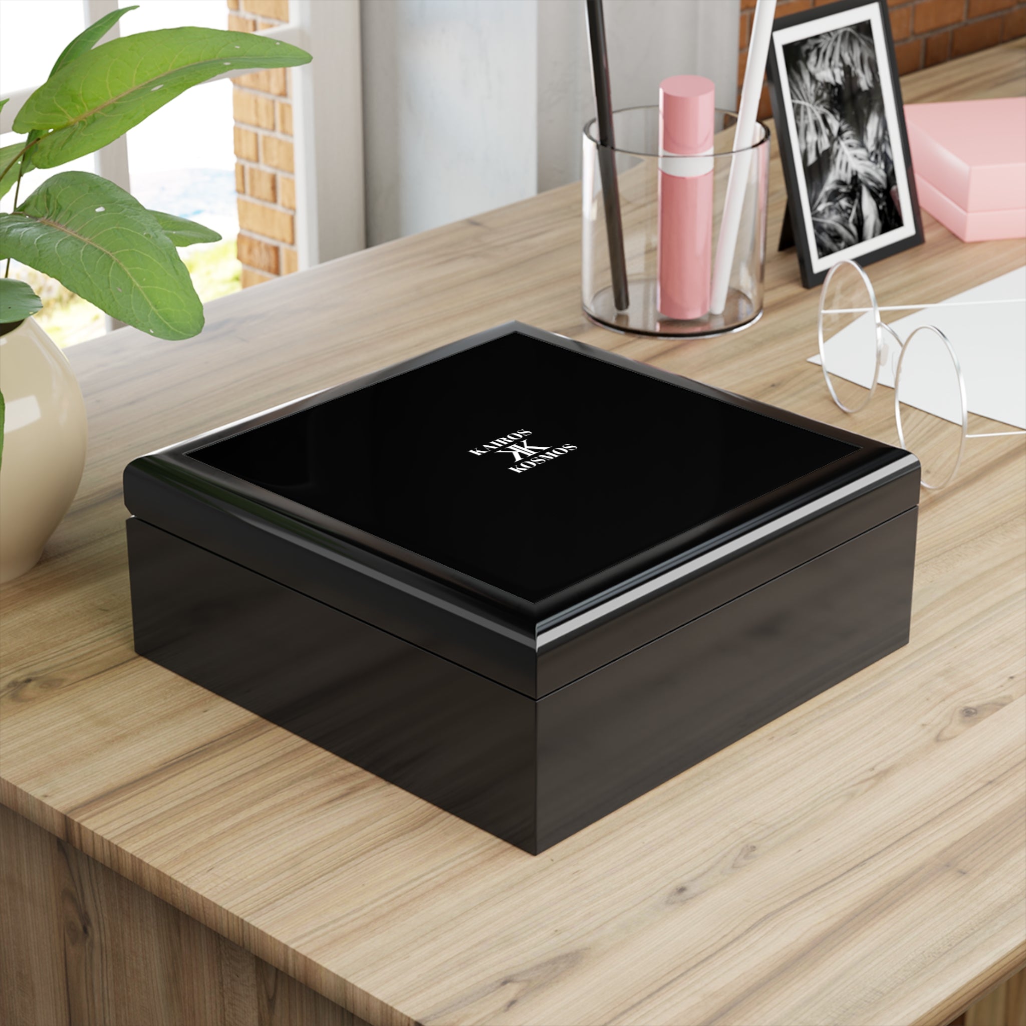 Jewelry Box BLACK with Minimalist 'KAIROS KOSMOS' Logo