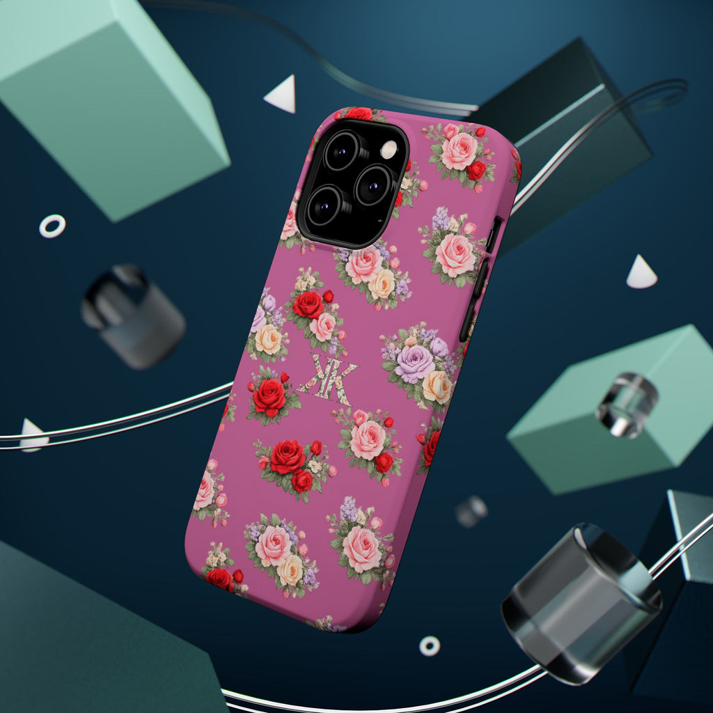 Anthos Collection Light Pink  Vintage Floral Rose Pattern Magnetic Impact-Resistant Phone Case