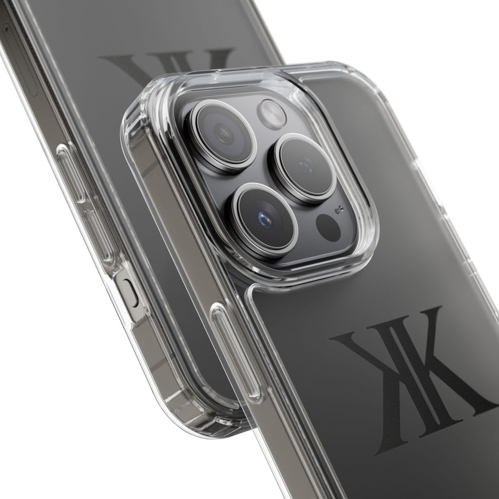 Kairos Kosmos Clear Phone Case — Minimal Black KK Monogram