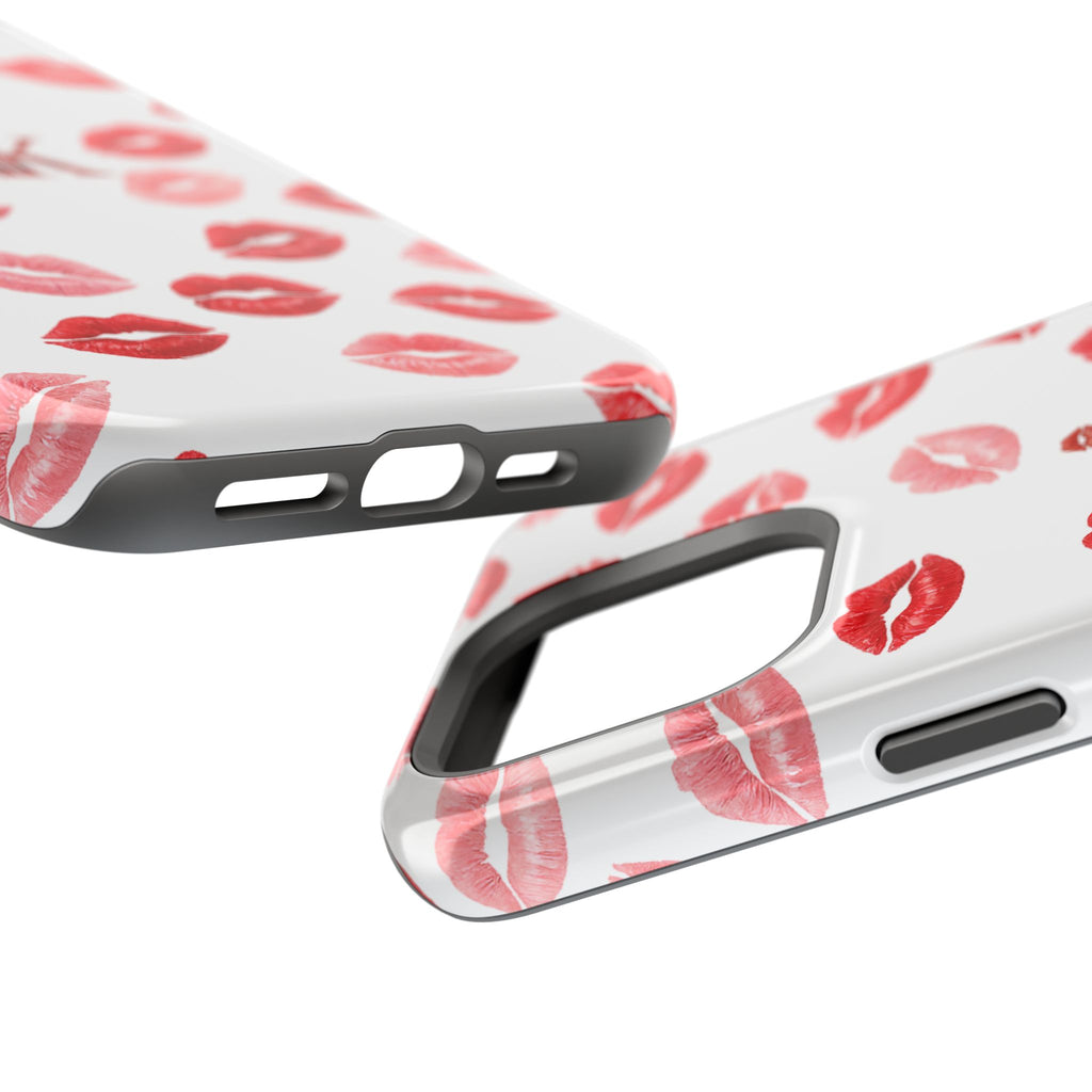 Psyche Collection White - Kiss Pattern Magnetic Impact Phone Case