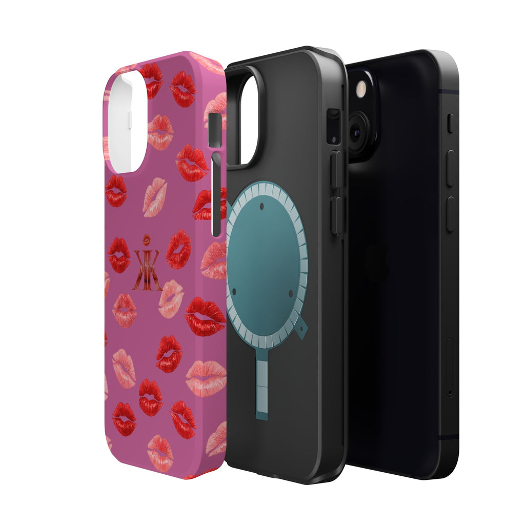Psyche Collection Light Pink - Kiss Pattern Magnetic Impact Phone Case