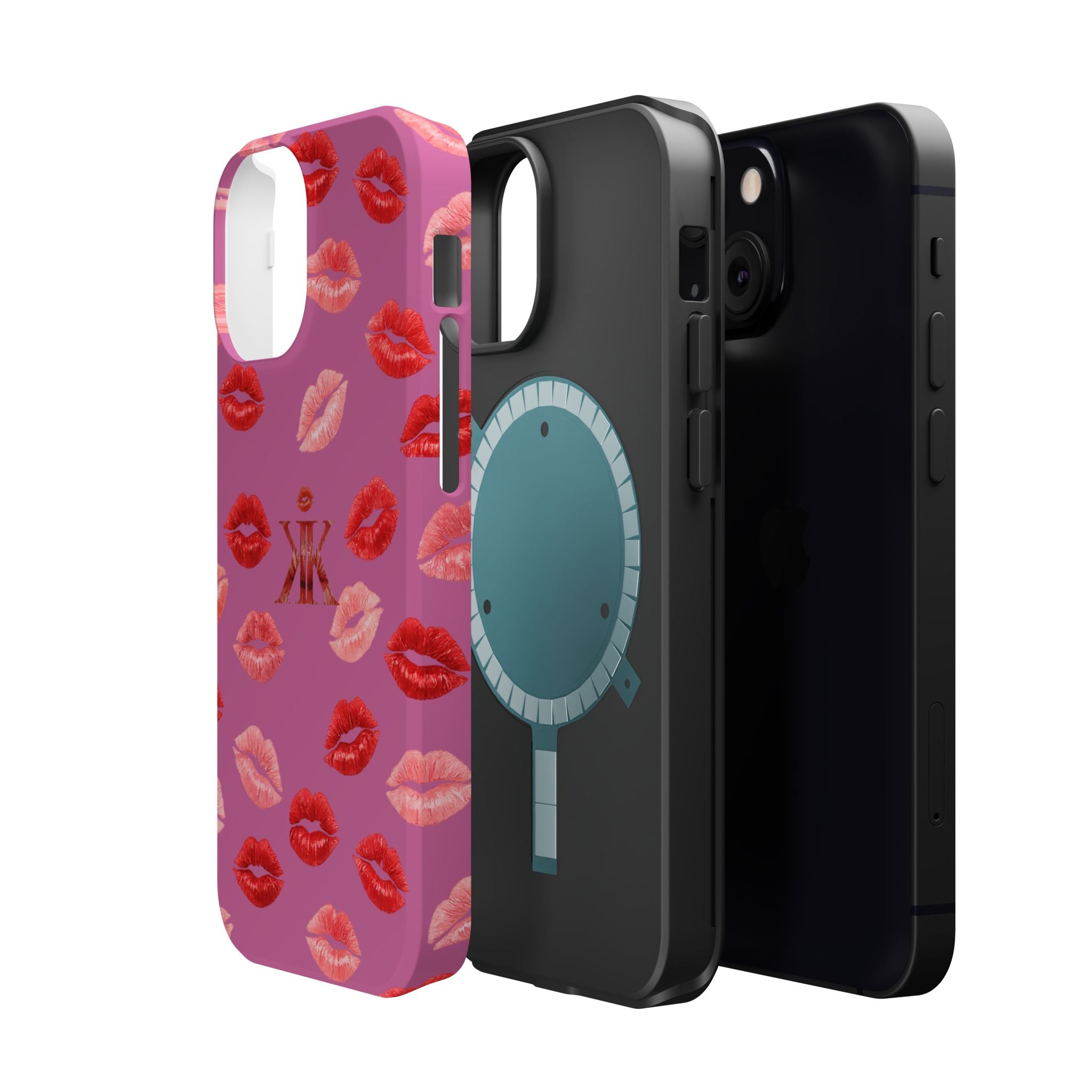 Psyche Collection Light Pink - Kiss Pattern Magnetic Impact Phone Case
