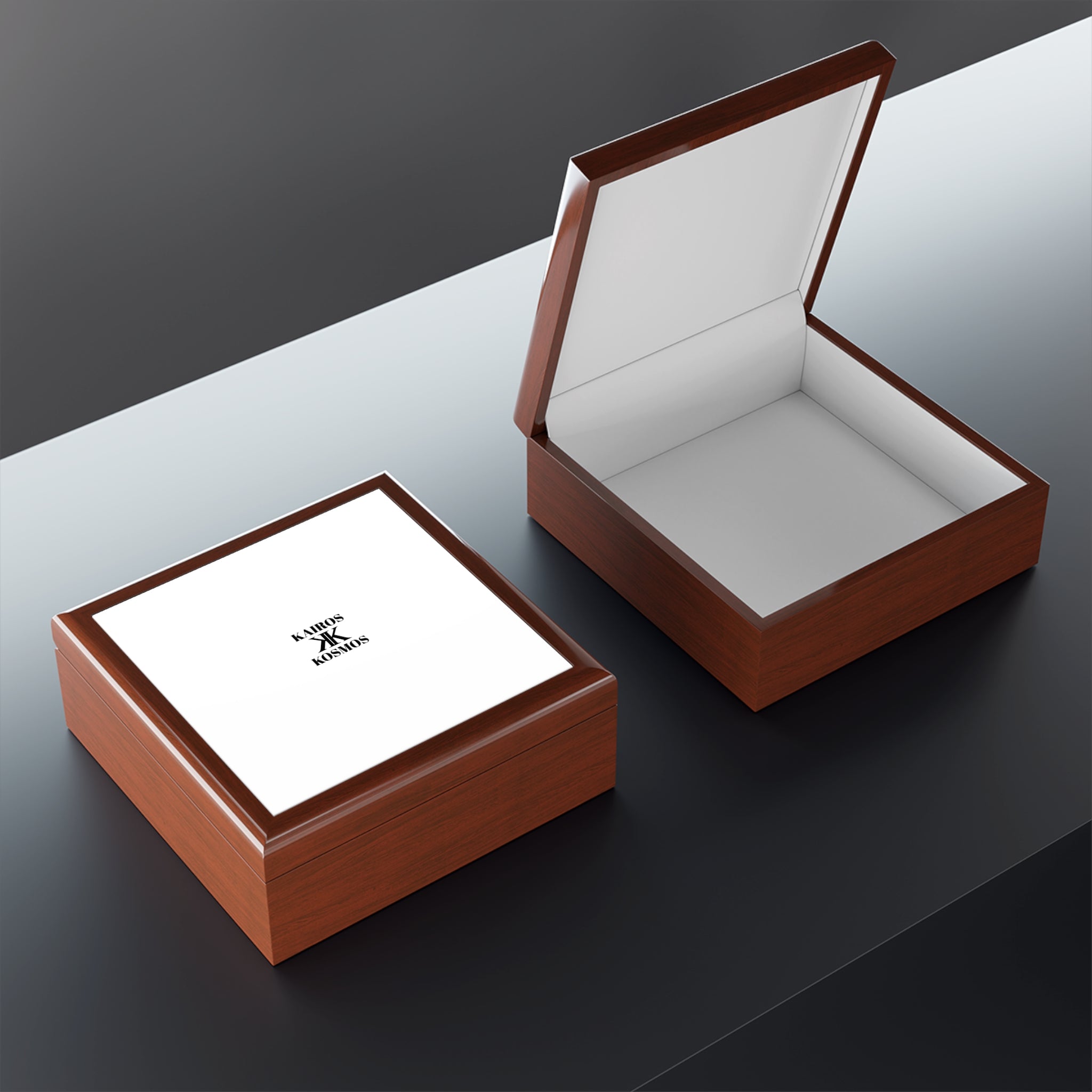 Jewelry Box with Minimalist 'KAIROS KOSMOS' Logo