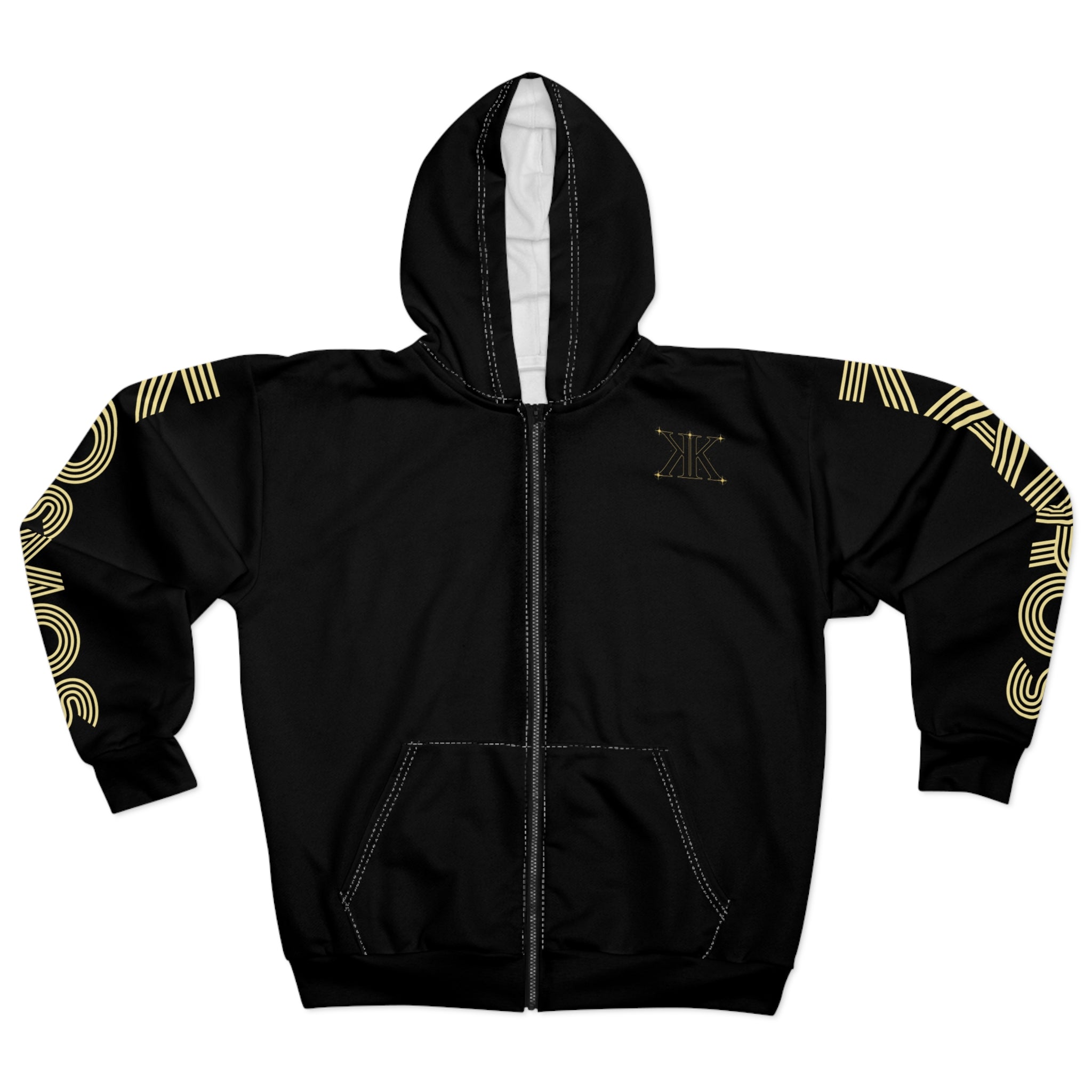 Aether Collection BLACK Aries Zodiac Zip Hoodie — Ram Constellation Graphic