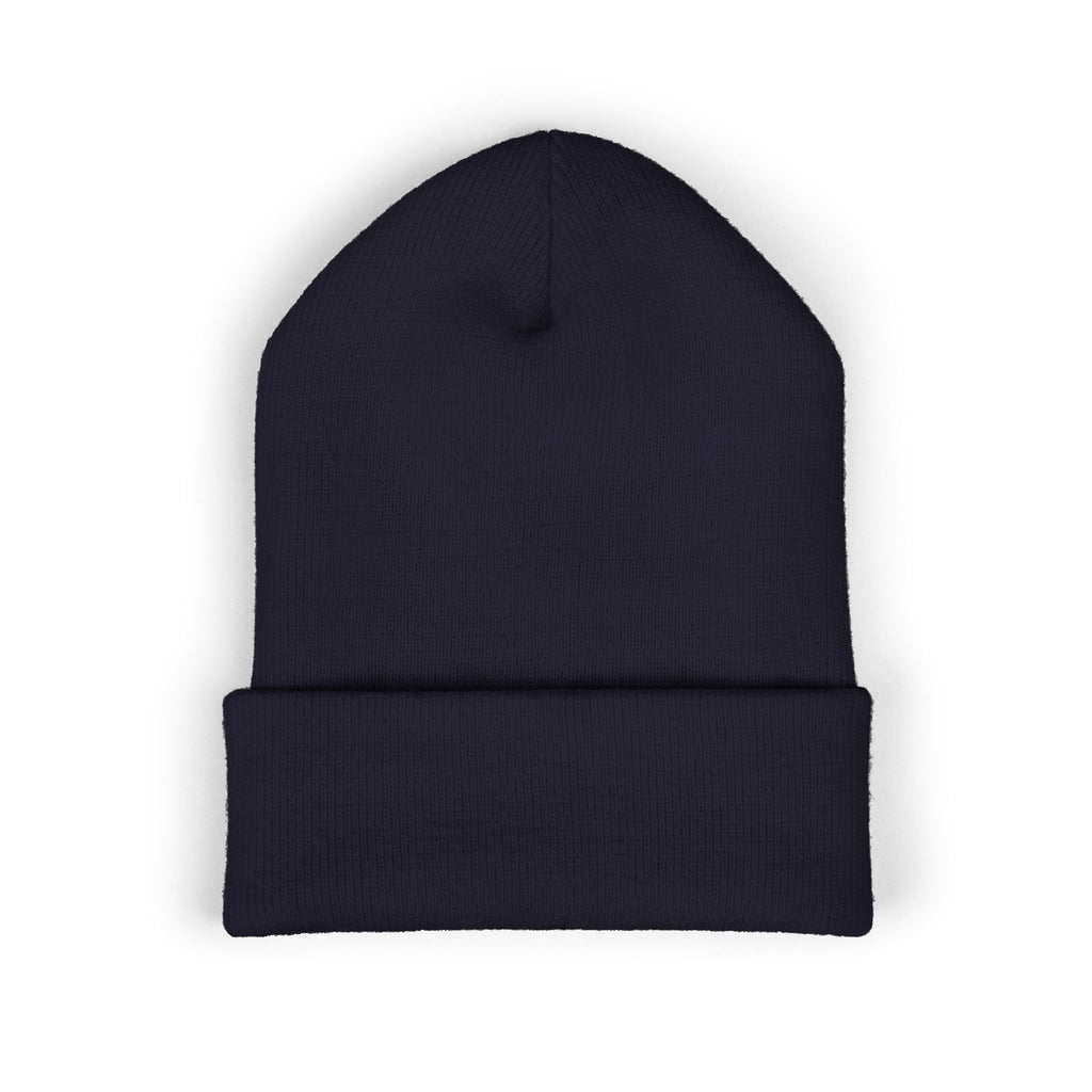 Kairos Kosmos Embroidered Cuffed Beanie — Minimal Logo Knit Hat